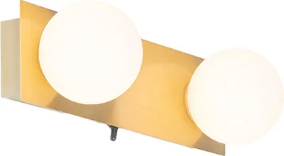 Produktbild von QAZQA - Moderne Bad I Badezimmer Wandleuchte Gold I Messing 2-flammig8 cm IP44 2-flammig - Cederic - Glas Länglich - LED geeignet G9