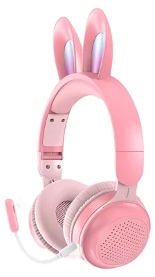 Produktbild von Bluetooth 5.0-Kopfhörer mit Hasenohr, Over-Ear-LED-Licht, Faltbares Kabelloses Headset, Unterstützung von TF/AUX, Geschenke für Kinder, Kleinkinder,