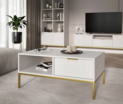 Produktbild von Couchtisch Austin - moderner Wohnzimmertisch mit Schublade & Ablage, 80x60x45 / 100x60x45 cm