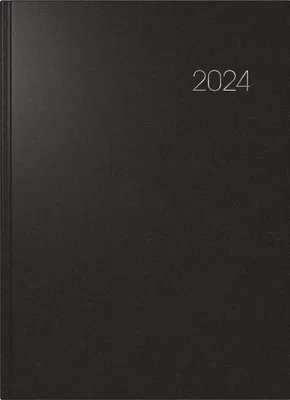 Image de BRUNNEN 1078760904 Calendrier journalier Calendrier-livre 2024 Modèle 787 1 page = 1 jour, 1 page aperçu du mois avant chaque mois Dimension des feuilles 21 x 29,7 cm A4 Couverture balacron noire
