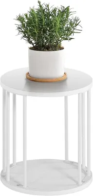 Produktbild von Blumenständer Runder Pflanzenständer aus Metall 35 cm, stabiler und robuster Blumenständer für Wohnzimmer, Garten, Balkon, Blumenhocker aus Holz
