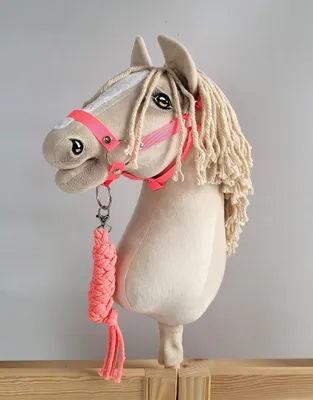 Zdjęcie produktu dla Zestaw do Hobby Horse: kantar A3 + uwiąz ze sznurka - neon-pink