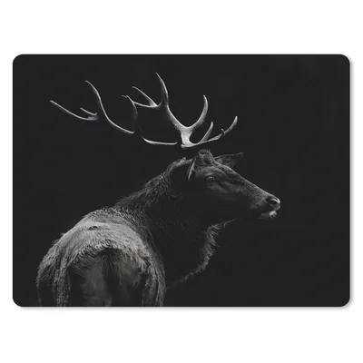 Produktbild von MuchoWow® Mauspad Mousepad Hirsch - Schwarz - Porträt - Geweih - Tiere 23x19 cm - Mousepads - Maus Mat - Pad - Mausunterlage - Schreibtischunterlage - Mauspad