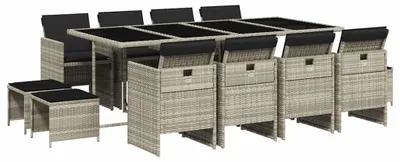 Image de vidaXL Salon de jardin 13 pièces avec coussins gris clair Poly rotin
