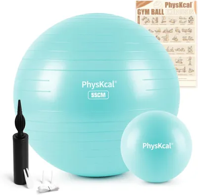 Image de Balle de gymnastique de 55 cm, verte, anti-éclatement, antidérapante, pour une utilisation à domicile