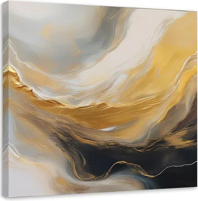 Produktbild von Leinwandbild Abstraktion Marmor Textur Gold Grau 60x60 Feeby Gold bild für die wand bereit zum aufhängen