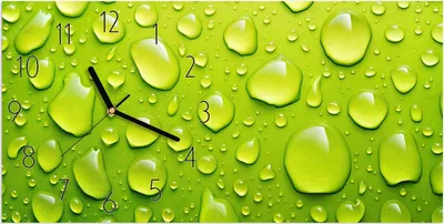 Produktbild von Wanduhr aus Glas mit Motiv Wassertropfen- 60 x 30 cm - inkl. Aufhängesystem