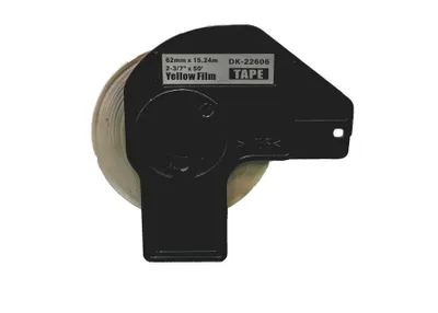 Zdjęcie produktu dla Taśma Termiczna DK-22606 do Brother – Folia Ciągła 62mm x 15,24m, Żółta, Trwały Klej