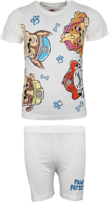 Produktbild von Paw Patrol Kinder Jungen kurzarm Schlafanzug Pyjama Shirt Shorts – Weiß / 128