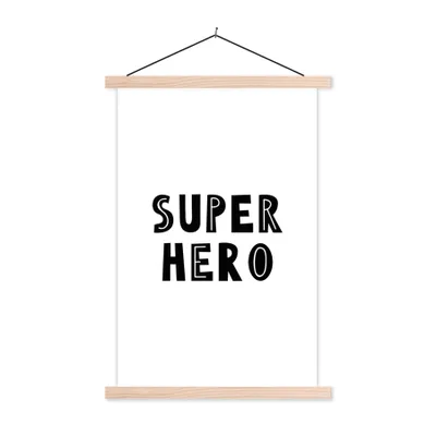 Produktbild von MuchoWow® Textilposter Jungen - Zitate - Superheld - Kind - Sprichwörter 120x180 cm mit holzfarbenen Rahmen - Textil-Plakat
