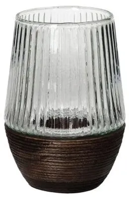 Obrázok produktu pre Pomax, svietnik na vetre, vyrobený z mangového dreva, tmavohnedej farby, priemer 10,2 cm, výška 14 cm