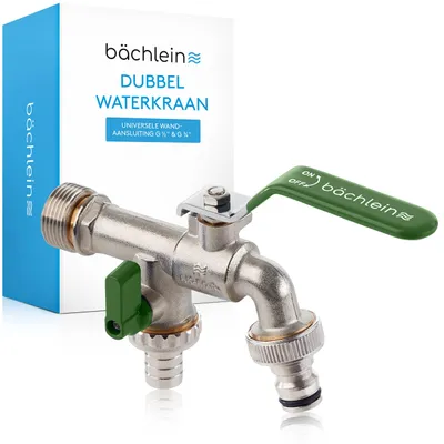 Doppel-Außenarmatur grün 1/2" & 3/4" mit 2 Schlauchanschlüssen