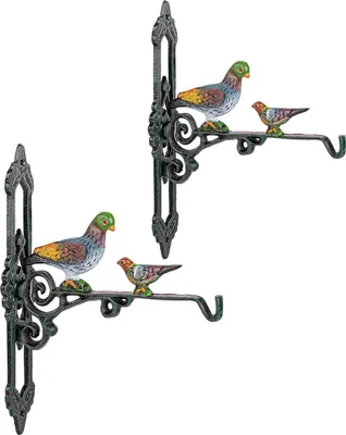 Productafbeelding van Gietijzeren plantenbakken voor aan de buitenmuur, 2 stuks stevige ophanghaken voor bloemenmanden, 25 cm diepe plantenbakken voor bomen en bloemen, dec