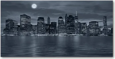 Produktbild von Tulup® Glas-Bild - 100x50 -Wandkunst - Wandbild hinter gehärtetem Sicherheitsglas  - Sehenswürdigkeiten & Architektur - New York bei Nacht - Schwarzweiß