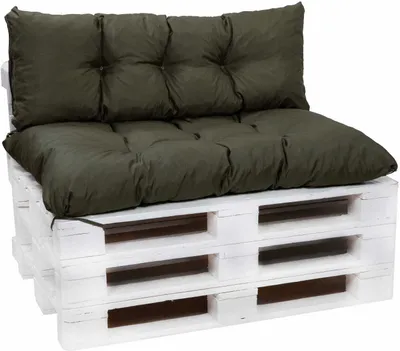 Obrázek produktu pro Paletové polštáře zelená|Sedák 120x80 + opěrák 120x50, polštáře na zahradní lavici, venkovní polštáře na europalety, polštáře na zahradní nábytek