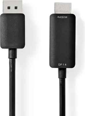 Obrázek produktu pro Displayport kabel | DisplayPort samec | HDMI™ konektor | 4K@60Hz | Niklovaný | 2,00 m | Kulatý | PVC | Černá | Krabice