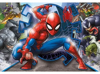 Productafbeelding van Spiderman puzzel met 104 stukjes, een leuk en boeiend spel voor kinderen