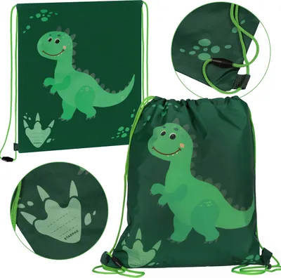 Produktbild von Grüner Schuhbeutel, Leibeserziehung, Dinosaurier Schulranzen für Jungen 32x38 cm