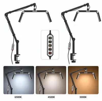 Produktbild von Moon Kosmetiklampe LED schattenlos für Wimpernverlängerung Tischlampe mit Schraubhalterung Schwarz