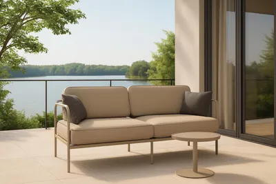 Zdjęcie produktu dla Sofa tarasowa 2‑osobowa Teneryfa na beżowym metalowym stelażu