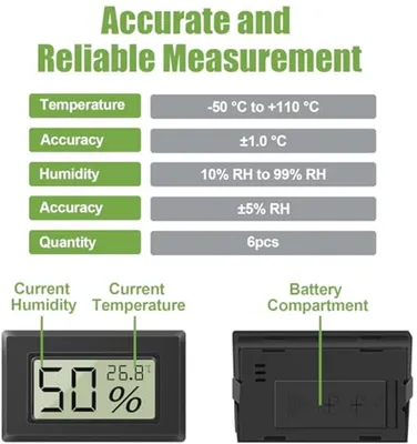 Mini Hygrometer Thermometer Set von 6 Stück