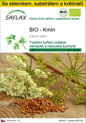Obrázek produktu pro SAFLAX Kultivační sada - BIO - Kmín - Carum carvi - 800 Semena - S mini skleníkem, pěstebním substrátem a 2 květináči
