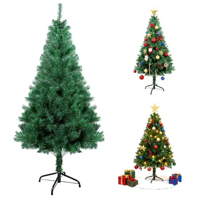 Produktbild von Künstlicher Weihnachtsbaum 180 cm, 600 Spitzen, Tannenbaum in grün, Christbaum mit Metallständer, schwer entflammbar, Schnellaufbau Klappsystem XM005