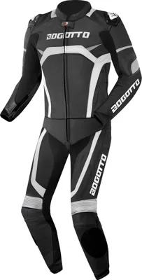 Zdjęcie produktu dla Bogotto Misano 2-częściowy skórzany kombinezon motocyklowy, czarny/biały, 50