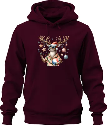 Produktbild von Cooles Rentier Sonnenbrille Strand Weihnachten Hawaii Hemd Urlaub Uni Hoodie Kapuzenpullover, Burgundy, XL