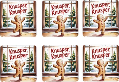 Produktbild von Weihnachten Lebkuchenmann 6er Set Untersetzer aus Holz - Knusper, knusper