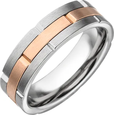 Produktbild von Gr. 64 Herren Ring Edelstahl mattiert in Bicolor-Optik