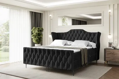 Produktbild von ALTDECOR Boxspringbett mit Schwarz Füßen, Matratze und Lattenrost, Topper, Fußteil, Polsterbett mit Bettkasten, Bett mit Stauraum H4-Matratze, Doppelbett - VILA-FC-Z - 140x200 - Schwarz Casablanca