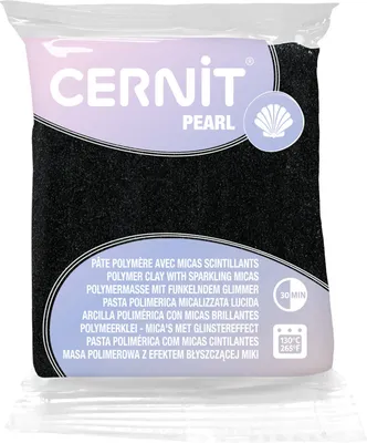 Produktbild von Cernit Polymer Clay Pearl Polymer-Ton Black 56 g