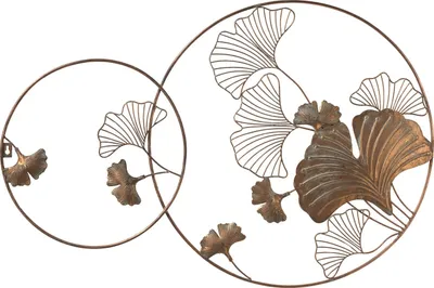 Produktbild von Wandobjekt - Goldgelb - 91 x 60 cm - Metall - Ginkoblätter