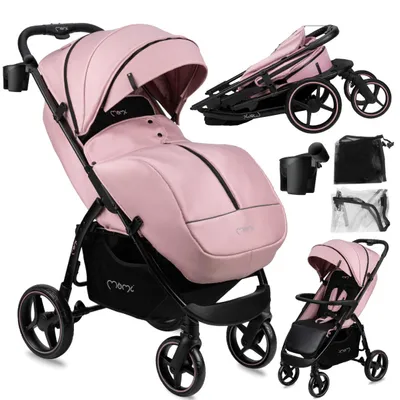 Produktbild von MoMi MIYA Kinderwagen in Pink - leicht, komfortabel, mit Fußsack