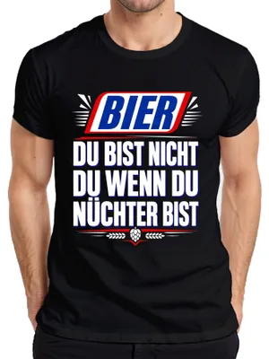 Produktbild von Bier Du bist nicht du wenn du nüchter bist Saufen Party Lustig Herren T-Shirt, Schwarz, XL