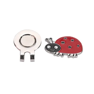 Produktbild von Magnetischer Golf-Hutclip mit Tierdesign – Robuster Edelstahlclip mit Ballmarker (Marienkäfer) für Golfer