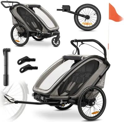 Zdjęcie produktu dla Przyczepka rowerowa Hauck Bike N Walk Duo Light Grey
