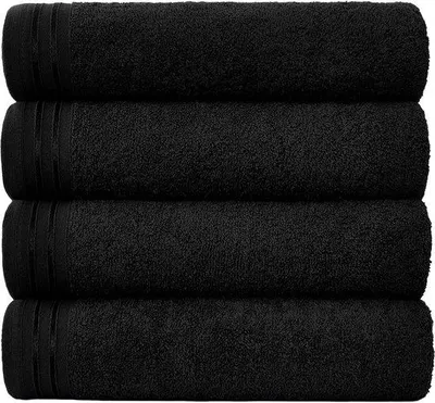 Produktbild von Famanu Badhandtuch Set - Sehr saugfähige große Handtücher aus ägyptischer Baumwolle - 4 Stück Schwarz