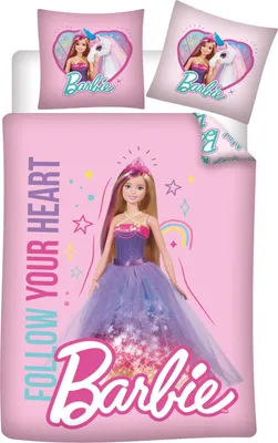 Zdjęcie produktu dla Pościel dziecięca Barbie dwustronna różowa 100 x 135 cm