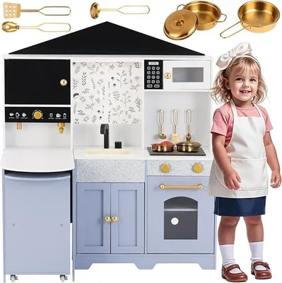 Produktbild von Kinderküche 60x90x105cm, Hausdesign, Weiß/Lila, ab 3 Jahren, für Kinderzimmer