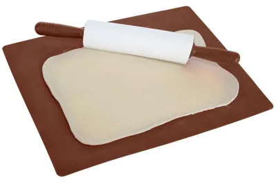 Produktbild von Orion | Backmatte & Teigrolle Set - 60x50 cm - Silikon - Braun Weiß
