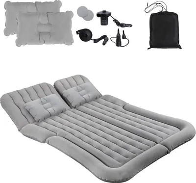Produktbild von Faziango Auto Luftmatratze Luftbett Aufblasbares Camping Matratze für PKW SUV Kofferraum Rücksitz Reisebett Matratze mit Pumpe Kissen Autobett Grau