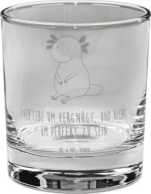 Produktbild von Mr. & Mrs. Panda Tumbler Axolotl Niedlich - Transparent - Geschenk, Lebensweisheit, Whisky, Glas, Liebe, Weisheit, Freundin, Zufrieden, Gravur Whiskyglas, Old Fashioned