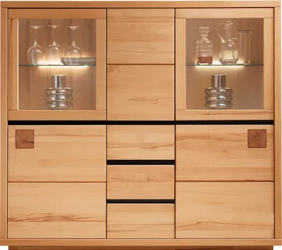 Produktbild von Highboard 166 cm breit modern in massiver Buche geölt WINCHESTER-69