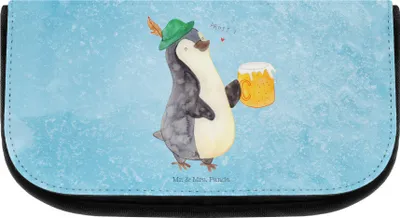 Produktbild von Mr. & Mrs. Panda Organizer Pinguin Bier - Eisblau - Geschenk, Kulturbeutel, Make-up, Beschwippst, Täschchen, , kosmetiktäschchen, Waschtasche