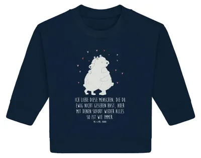 Produktbild von Mr. & Mrs. Panda Organic Baby Pullover Eisbär Umarmen 24. - 36. Monat - French Navy - Geschenk, Bullover, Lustige Sprüche