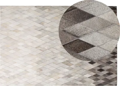 Produktbild von BELIANI Teppich Weiß mit Grau 140 x 200 cm Hochflor Handgefertigt Patchwork Rechteckig Modern