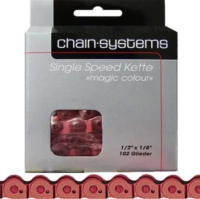 Produktbild von Point Kette Magic Colour rot für Single Speed 1/2 x 1/8", 102 Glieder,6,6mm, BMX,Trial