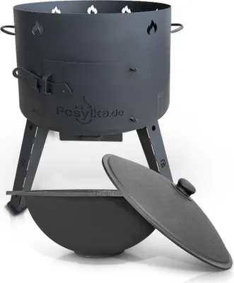 Produktbild von Gusseisen Kazan 22L mit Aluminiumdeckel Utschak Feuerofen 49 cm казан учак